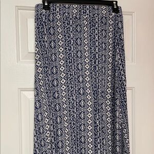 Cato Navy and White Printed Maxi Skirt